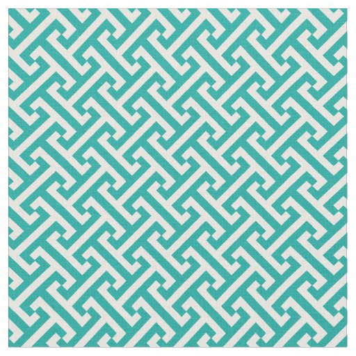Teal Greek Key Pattern Fabric