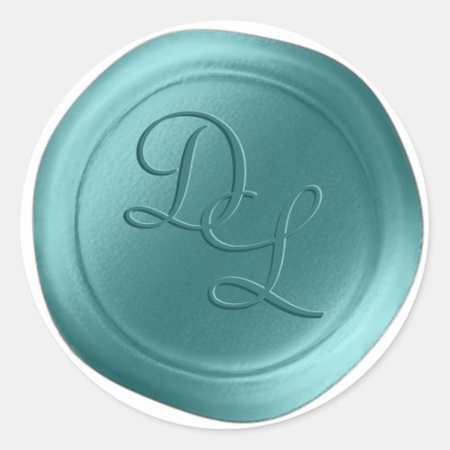 Teal Green 2 Letter Monogram Wax Seal Stickers