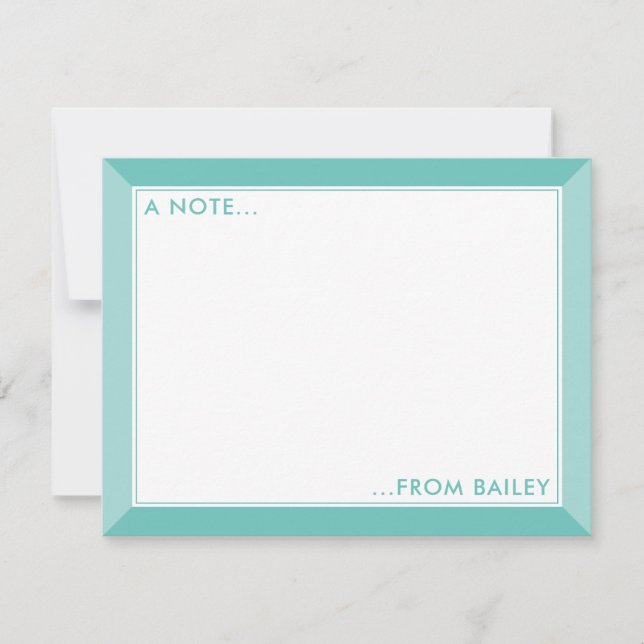 Teal Green 2-Tone Stationery Kids Note Card (Front)