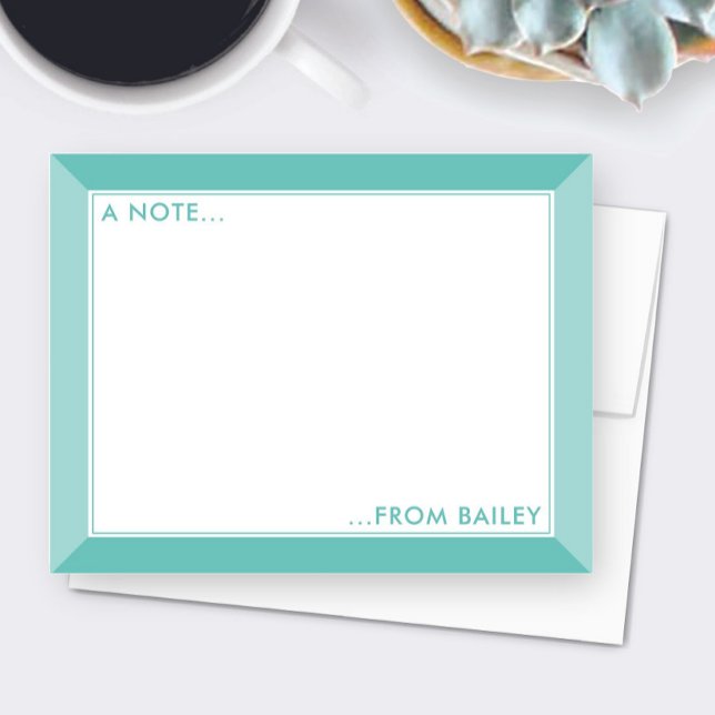 Teal Green 2-Tone Stationery Kids Note Card (Creator Uploaded)