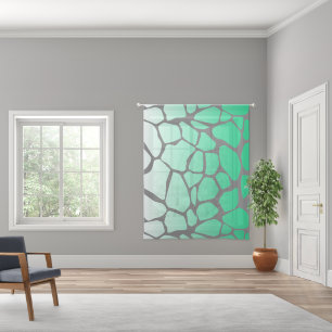 Teal green abstract Home decor Sheer Curtains