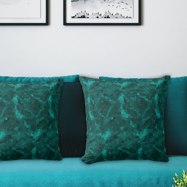 Teal Green Abstract Mosaic Throw Pillow (Creator Uploaded)