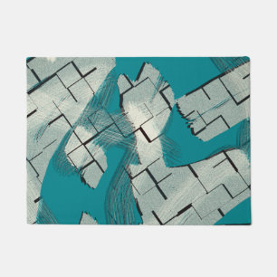 Teal Green Abstract Pattern Doormat