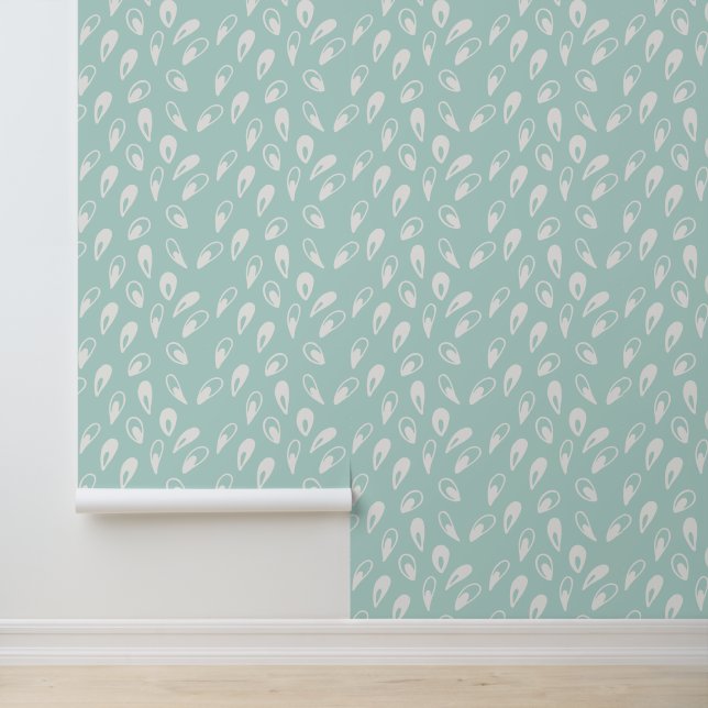 Teal Green Abstract Water Drops Pattern Wallpaper (Application)