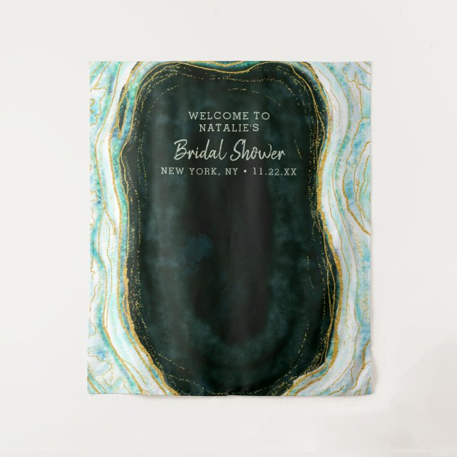 Teal Green Agate Bridal Shower Photo Prop Backdrop (Front)