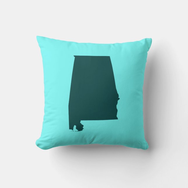 Teal Green Alabama Shape Throw Pillow (Front)