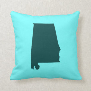 Teal Green Alabama Shape Throw Pillow