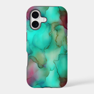 Teal Green Alcohol Ink Marble iPhone 17 Case