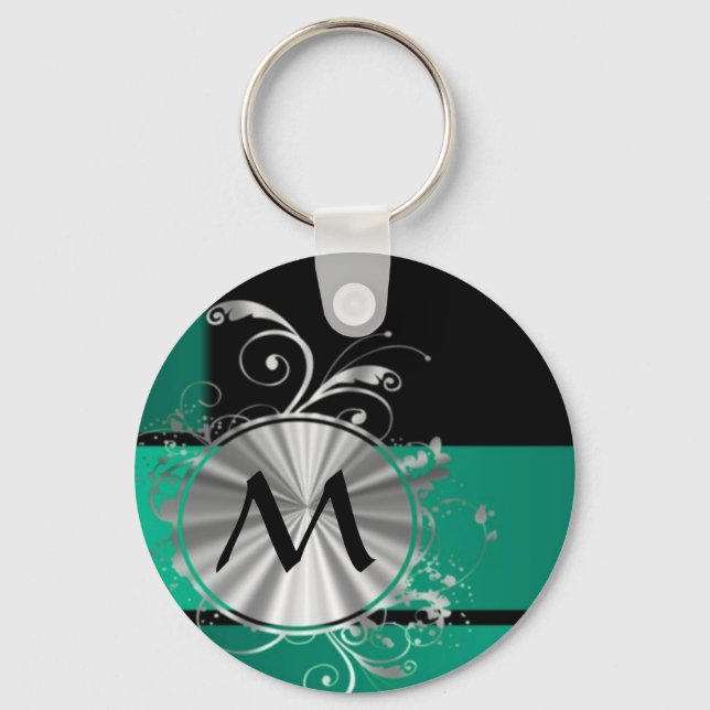 Teal green and black keychain (Front)