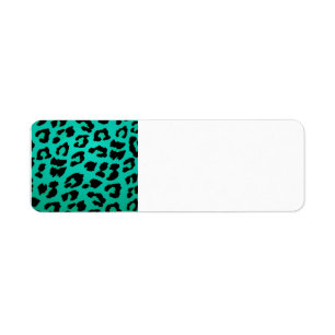 Teal Green and Black Leopard Print Label
