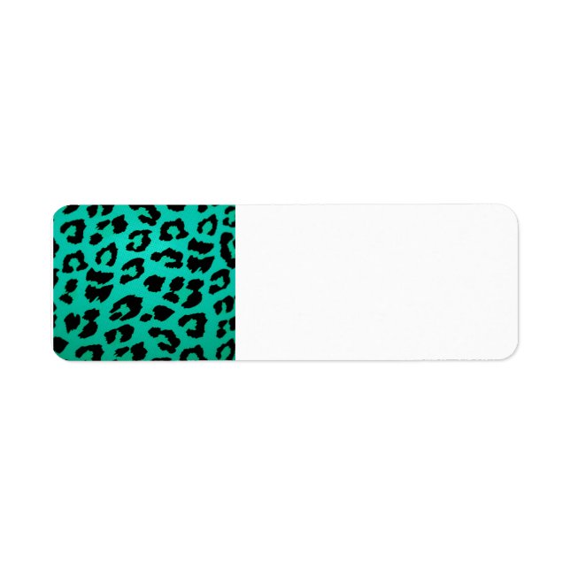 Teal Green and Black Leopard Print Label (Front)