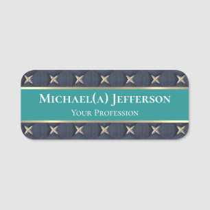 Teal Green and Blue Seven Gold Stars Badge