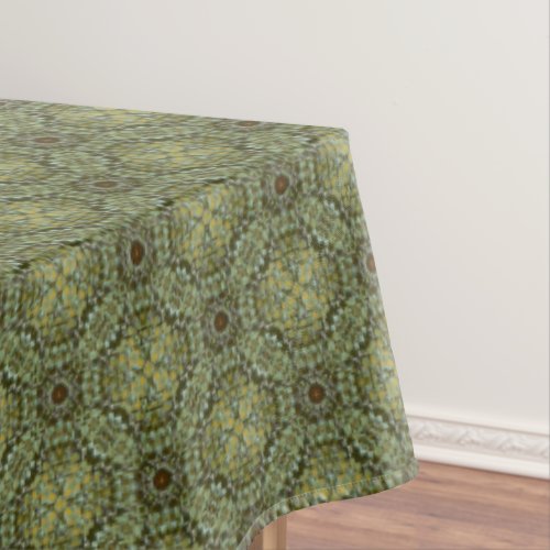 Teal Green and Gold Vintage Knit Pattern Tablecloth