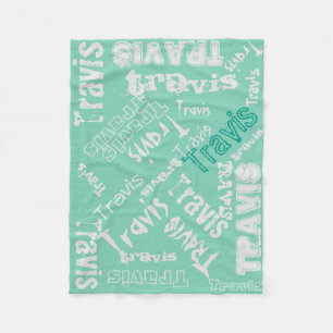 Teal Green and Pale Gray Blanket Name Collage