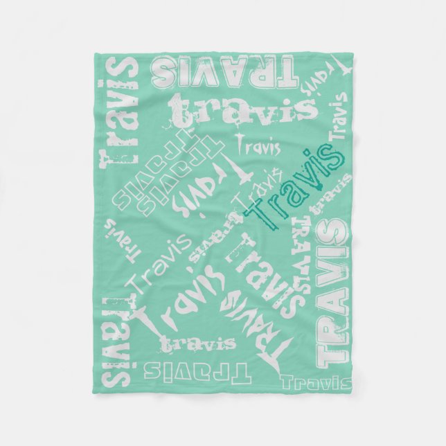 Teal Green and Pale Gray Blanket Name Collage (Front)