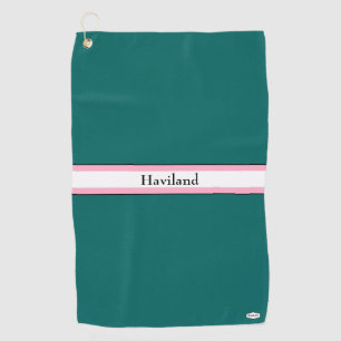 Teal Green and Pink Personalized Golf Towel HAMbWG