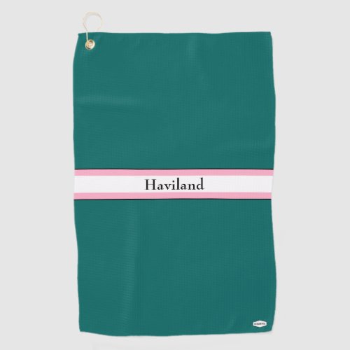 Teal Green and Pink Personalized Golf Towel HAMbWG