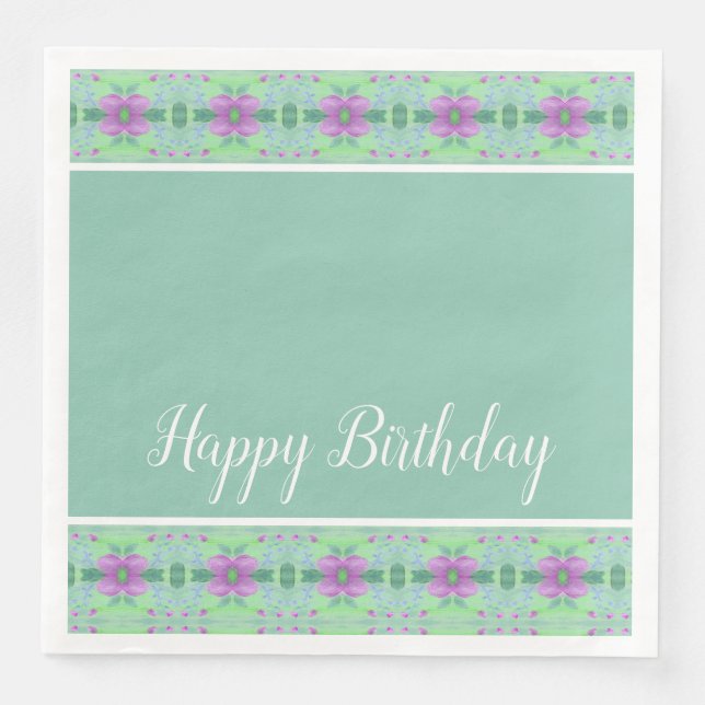 Teal Green And Purple  Paper Dinner Napkins (Front)