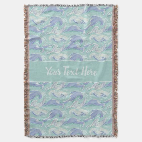 Teal Green And Purple Watercolor Art Personalized Throw Blanket