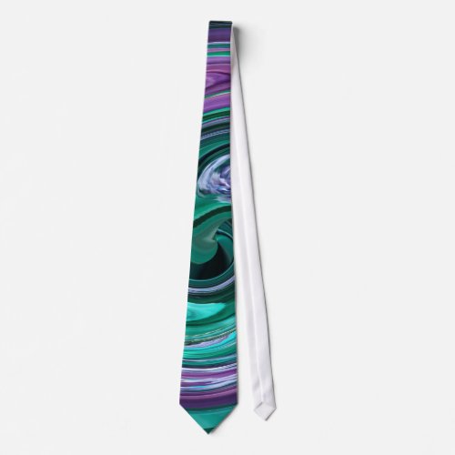 Teal Green and Violet Swirls Tie