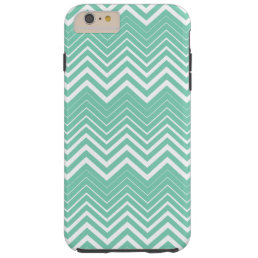 Teal Green And White Zigzag Chevron Tough iPhone 6 Plus Case
