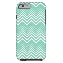 Teal Green And White Zigzag Chevron Tough iPhone 6 Case