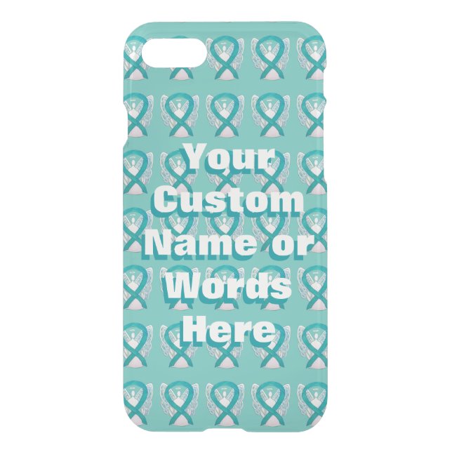 Teal Green Angel Awareness Ribbon iPhone Case (Back)