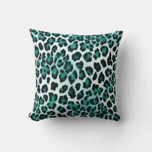 Teal Green Animal Print Throw Pillow