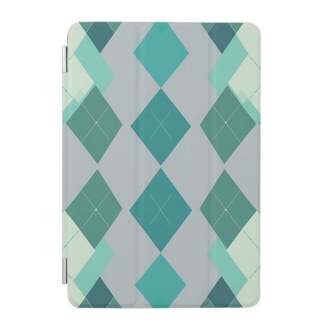 Teal Green Argyle Diamond Pattern iPad Mini Cover (Front)