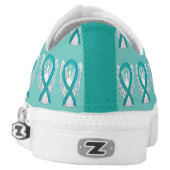 Teal Green Awareness Ribbon Angel Custom Sneakers (Left Shoe Back)