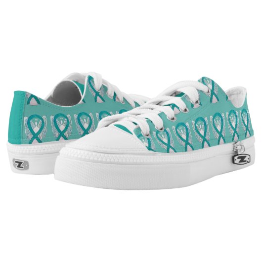 Teal Green Awareness Ribbon Angel Custom Sneakers (Pair)