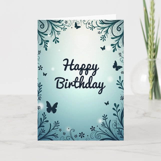 Teal Green Birthday Wish Card (Front)