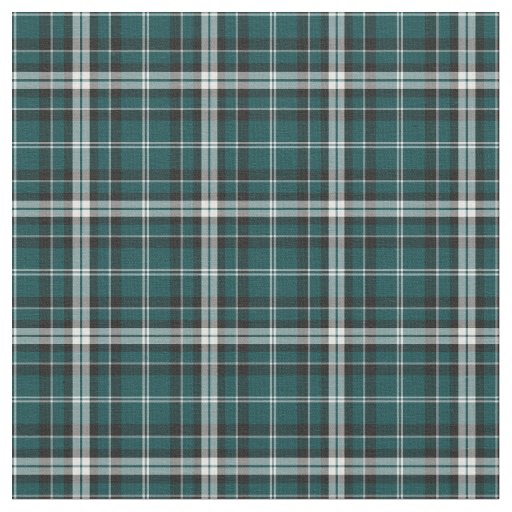 Teal Green, Black and White Sporty Plaid Fabric