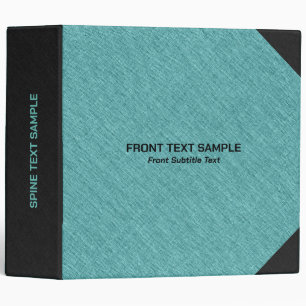 Teal Green & Black Linen Burlap Fabric Look 3 Ring Binder