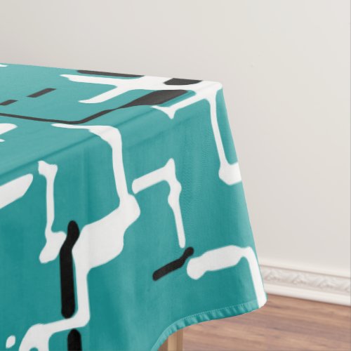 Teal Green Black White Modern Pattern  Tablecloth