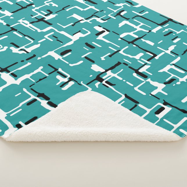 Teal Green Black White Sherpa Blanket (3/4)
