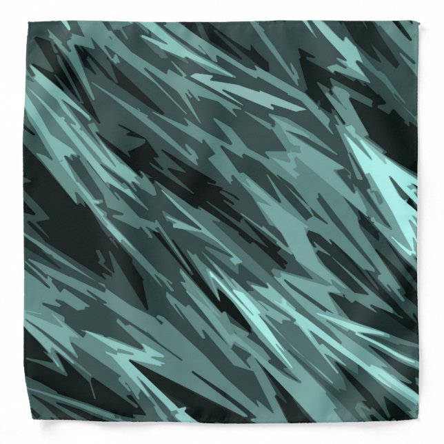 Teal Green Blue Black Abstract Pattern Bandana (Front)
