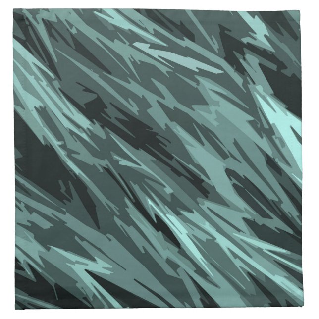 Teal Green Blue Black Abstract Pattern Cloth Napkin (Front)