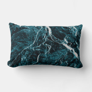 Teal Green Blue Black Abstract Pattern Lumbar Pillow