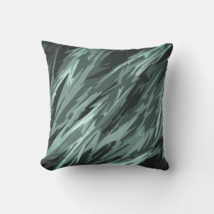 Teal Green Blue Black Abstract Pattern Outdoor Pillow