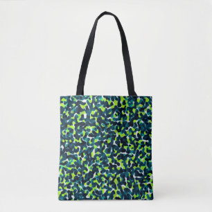 Teal Green Blue Black Abstract Pattern Tote Bag