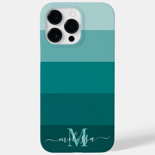 Teal Green Blue Color block Monogram Style Name  Case_Mate iPhone 14 Pro Max Case