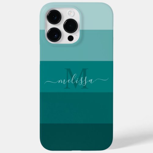 Teal Green Blue Color block Monogram Style Name  Case_Mate iPhone 14 Pro Max Case