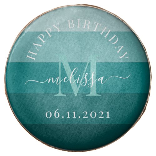 Teal Green Blue Color block Monogram Style Name  Chocolate Covered Oreo