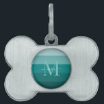 Teal Green Blue Color block Monogram Style Name  Pet ID Tag<br><div class="desc">Elevate your pet's identification and style with our unique collection of framed pet tags, thoughtfully designed to provide both security and personalized flair. Crafted from durable materials like stainless steel and aluminum, our pet tags offer lasting wear and tear resistance. Personalize them with your pet's name, contact information, or a...</div>