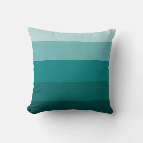 Teal Green Blue Color block Stripe  Throw Pillow