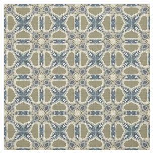 Teal Green Blue Gray Ochre Hip Orient Pattern Fabric