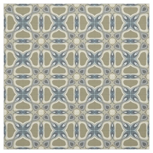 Teal Green Blue Gray Ochre Hip Orient Pattern Fabric