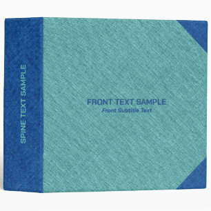 Teal Green & Blue Linen Burlap Fabric Look 3 Ring Binder