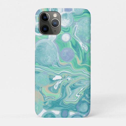 Teal Green Blue Marble Fluid Art iPhone 11 Pro Case